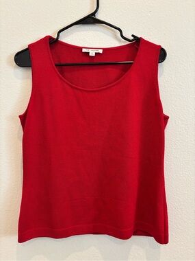 St. John Red Knit Scoop Neck Tank Size M